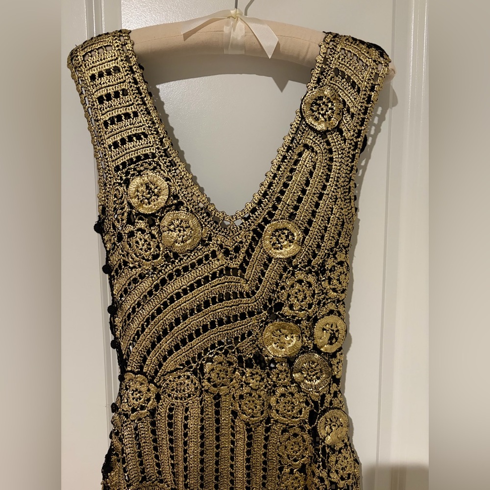 Ulla Johnson Evelyn Metallic Crochet Gown in Goldfoil - Picture 11 of 16